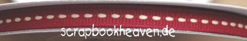 CRI Ribbon Burgundy with Cream Stitch (BND0047)
