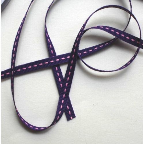 CRI Ribbon Purple with Pink Stitch (BND0015)