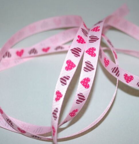 SRH - Grosgrain 3/8" Dotted & Striped Hearts (BND0255)