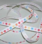 SRH - Grosgrain 3/8" Multi Flowers White (BND0251)