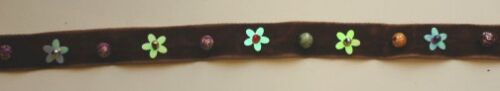 SRH Ribbon - Braunes Samtband mit Blüten & Perlen (SPZ0010)