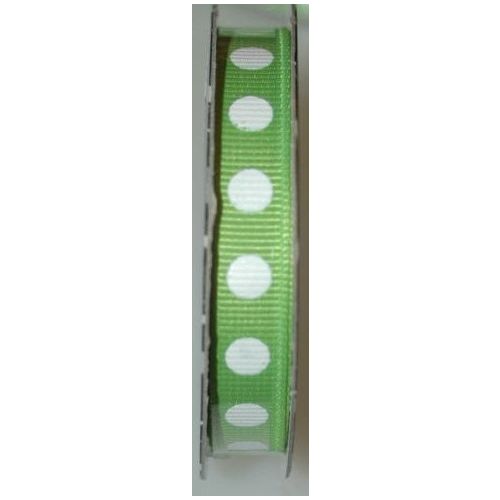 HYL Ribbon Grosgrain Green Big Dots 10mm