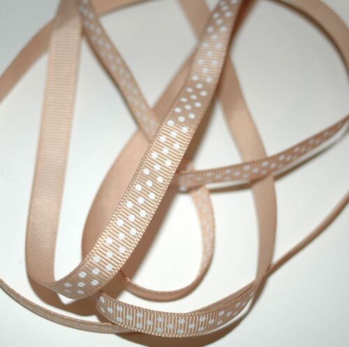 SRH Ribbon - Grosgrain 3/8 - Tan mit white Dots