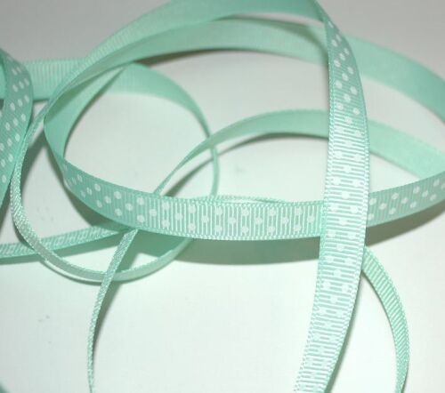 SRH Ribbon - Grosgrain 3/8" - Pastel Green mit white Dots