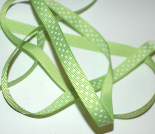 SRH Ribbon - Grosgrain 3/8" - Apple Green mit white Dots