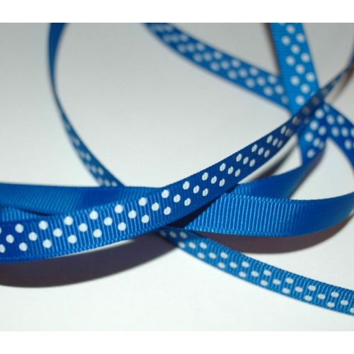SRH Ribbon - Grosgrain 3/8" - Electric Blue mit white Dots