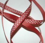 SRH Ribbon - Grosgrain 3/8" - Rust mit white Dots