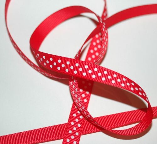 SRH Ribbon - Grosgrain 3/8" - Hot Red mit white Dots