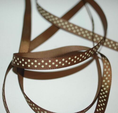SRH Ribbon - Grosgrain 3/8 - Turftan mit cream Dots