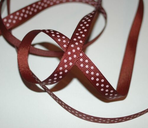SRH Ribbon - Grosgrain 3/8" - Cappuccino mit pearl pink Dots