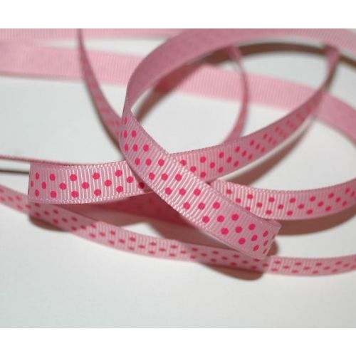 SRH Ribbon - Grosgrain 3/8" - Quartz mit shocking pink Dots