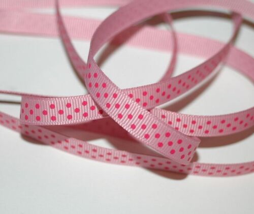 SRH Ribbon - Grosgrain 3/8" - Quartz mit shocking pink Dots