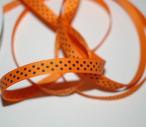 SRH Ribbon - Grosgrain 3/8" - Tangerine mit black Dots