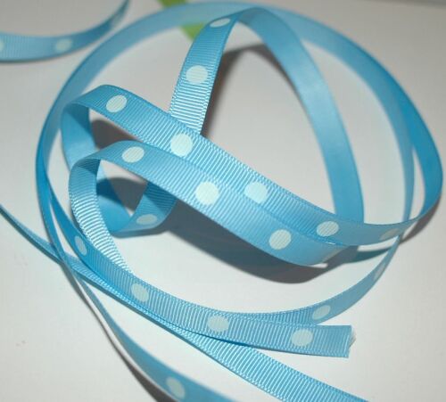 SRH Ribbon - Grosgrain 3/8" - Blue Mist mit blue vapor Big Dots