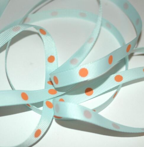 SRH Ribbon - Grosgrain 3/8" - Crystalline mit tangerine Big Dots