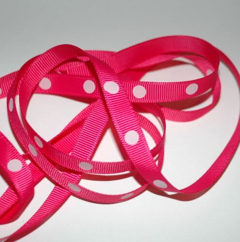 SRH Ribbon - Grosgrain 3/8" - Shocking Pink mit powder pink Big Dots