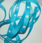 SRH Ribbon - Grosgrain 3/8" - Turquoise mit cream...