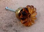 SRH Metal Art - Knob/Knopf Glas Blüte Cognac