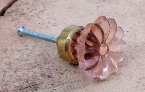 SRH Metal Art - Knob/Knopf Glas Blüte Rose