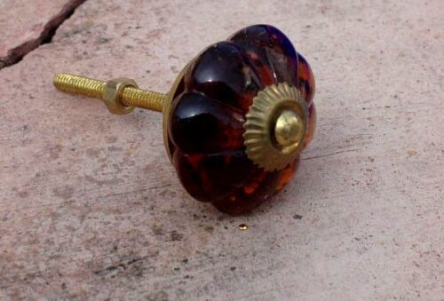 SRH Metal Art - Knob/Knopf Glas Blüte Cognac