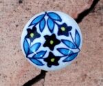 SRH Metal Art - Knob/Knopf Keramik Blue Flowers