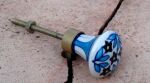 SRH Metal Art - Knob/Knopf Keramik Blue Flowers