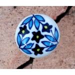 SRH Metal Art - Knob/Knopf Keramik Blue Flowers