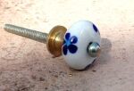 SRH Metal Art - Knob/Knopf Keramik Mini Blau-Weiss