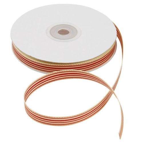 CCH Band - Grosgrain Red/Cream Stripes 10 mm