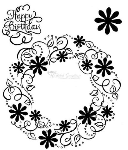 HTF Stempelgummi - Floral Swirl Circle Set Pre-Cut mounted