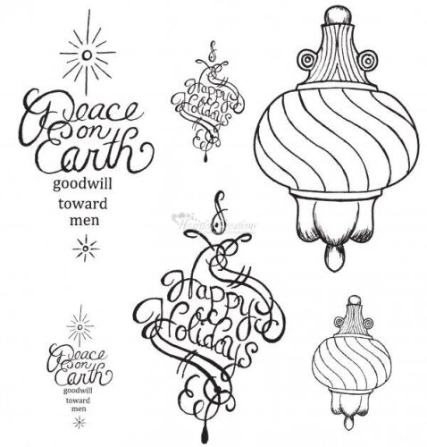 HTF Stempelgummi - Fancy Ornaments Set Pre-Cut mounted
