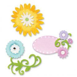 Sizzlits 3 Dies - Flower Stem, Leaves & Frame Set