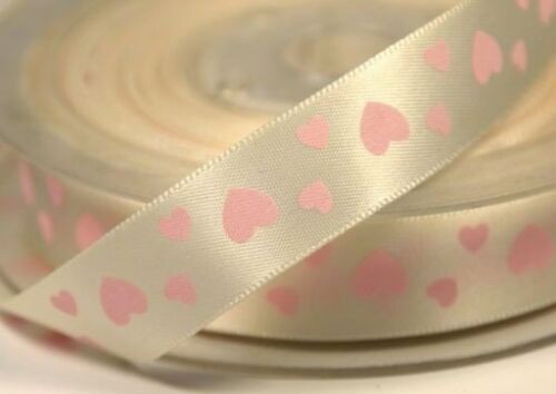 STK Band - Satin Herzen Creme-Rosé 15 mm