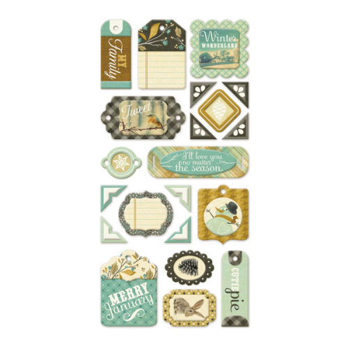 WRM Sticker - Layered Chipboard Tags Merry January