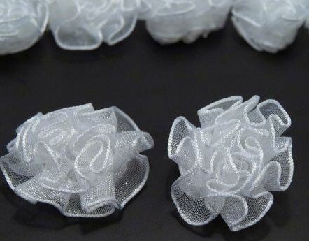 STK Flowers - Chiffon-Rose Weiss 32 mm