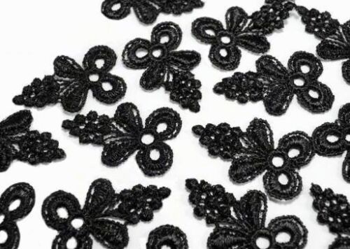 STK Embellishment - Häkelapplikation Blumen-Ornament Schwarz