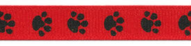 CHTR Ribbon - Grosgrain Paw Print Red/Black