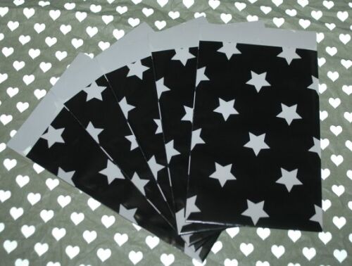KDD Geschenktüten - 6 Stück Stars Schwarz 12x19 cm