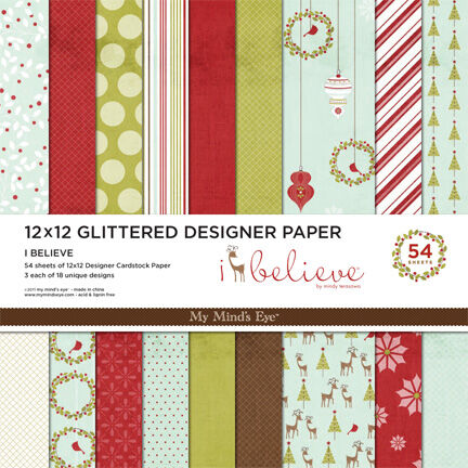 MYM Paper-Pad 12"x12" - I Believe Glitter Cardstock