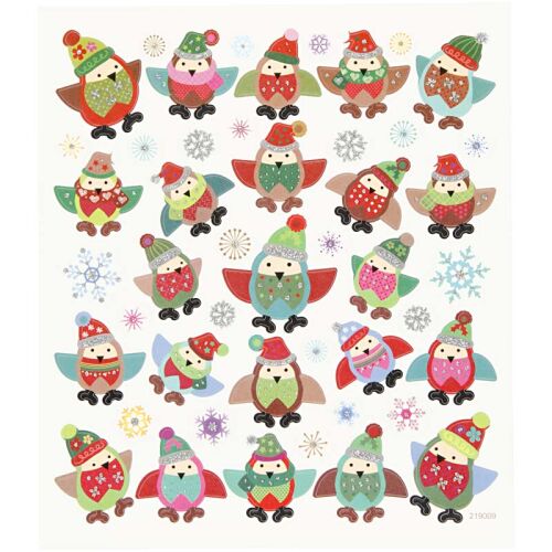 CCH Sticker - Xmas Birds Glitter