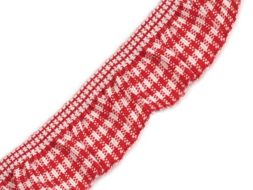 STK Litze - Besatzgummi Rüschen Rot Karo