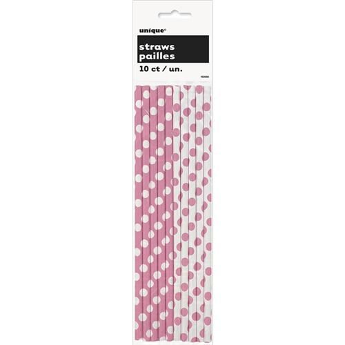 UNQ Trinkhalme/Strohhalme aus Papier - Hot Pink Dots