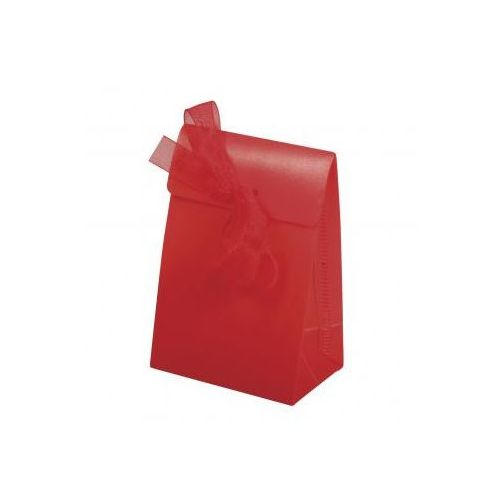 RYH Geschenktüte - 4 St. Kunststoff-Tütchen mit Schleife Rot