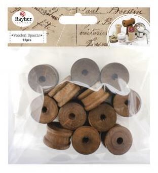 RYH Spool Miniatur Garnrolle aus Holz 12 Stück 25x15 mm