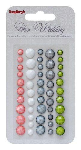 SCB Embellishments - facetierte Halbperlen Our Wedding I