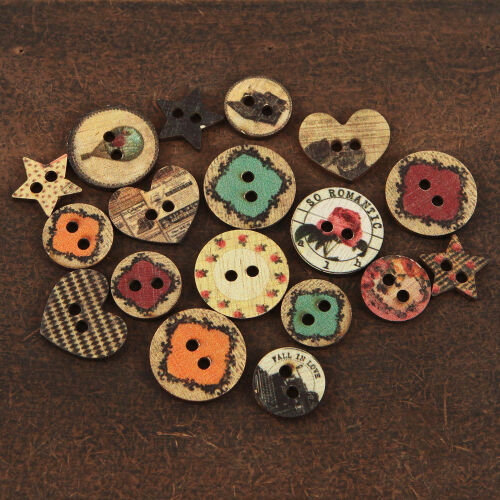 PRM Embellishments - Wood Buttons Romance Novel