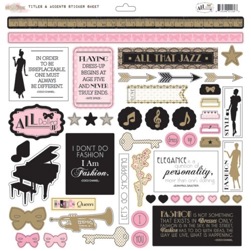 GLZ Sticker 12x12" - All Dolled Up Titles & Accents