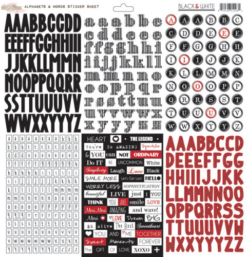 GLZ Sticker 12x12" - Black & White Alphabets & Words