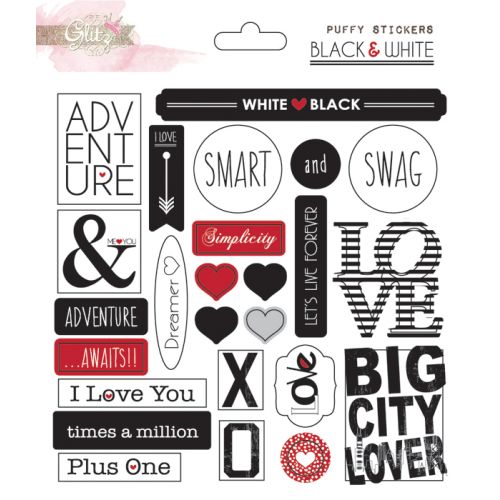 GLZ Sticker - Black & White Puffy Words