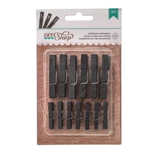 AMC Embellishments - DIY Shop Chalkbord Clothespins 13 Stück Black